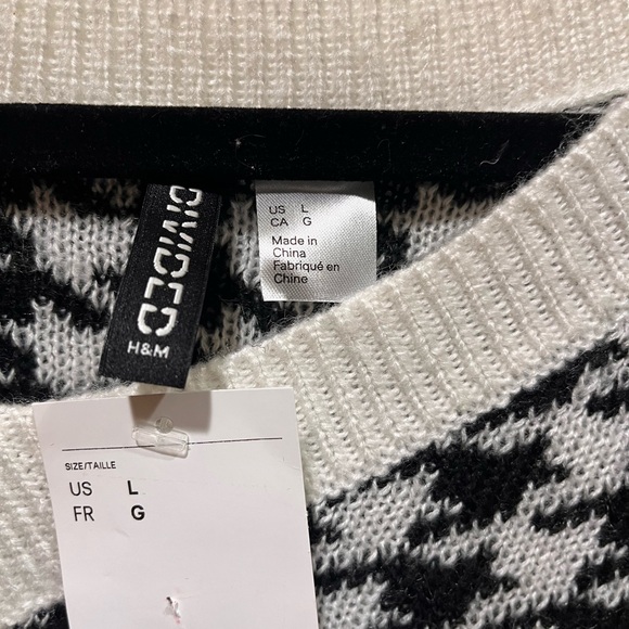 NWT Cable-knit Sweater Vest w OS Houndstooth Check print. Large - Picture 3 of 5